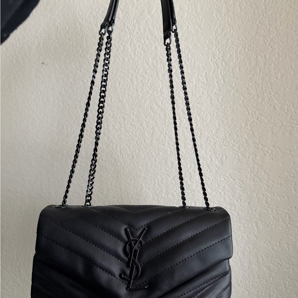 Yves Saint Laurent Black Chevron Shoulder Bag